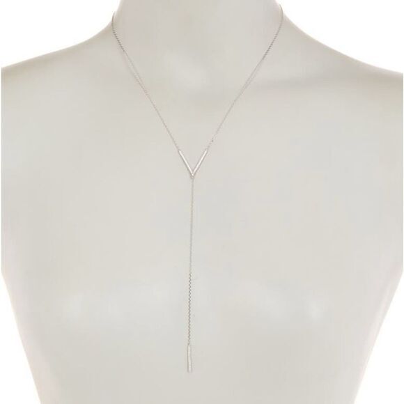 Sterling Silver Swarovski‎ Crystal Accented V Necklace NWOT - Picture 3 of 5